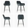 Hamilton Dark Grey Velvet Black Silver Leg Barstool -Furniture Specialty Store hamilton dark grey velvet silver tip 5 1