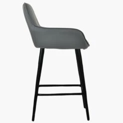 Hamilton Dark Grey Faux Leather Black Leg Breakfast Stool -Furniture Specialty Store hamilton dark grye pu black 3