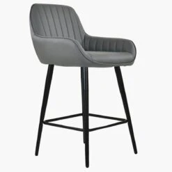 Hamilton Dark Grey Faux Leather Black Leg Breakfast Stool -Furniture Specialty Store hamilton dark grye pu black 4