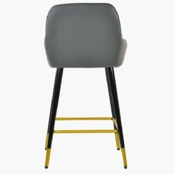 Hamilton Dark Grey Faux Leather Black Gold Leg Bar Stool -Furniture Specialty Store hamilton dark grye pu gold tip 2