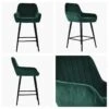 Hamilton Green Velvet Black Leg Bar Stool
