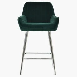 Hamilton Green Velvet Chrome Leg Kitchen Stool -Furniture Specialty Store hamilton green chrome leg 1 1