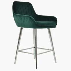 Hamilton Green Velvet Chrome Leg Kitchen Stool -Furniture Specialty Store hamilton green chrome leg 3 1
