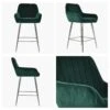 Hamilton Green Velvet Chrome Leg Kitchen Stool 2 Hamilton Green Velvet Chrome Leg Kitchen Stool -Furniture Specialty Store hamilton green chrome leg 4 1