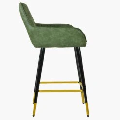 Hamilton Vintage Green Leather Black Gold Leg Counter Bar Stool -Furniture Specialty Store hamilton green pu gold tip 2