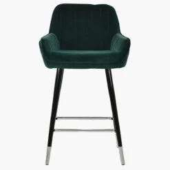Hamilton Green Velvet Black Silver Leg Kitchen Barstool -Furniture Specialty Store hamilton green silver tip 1