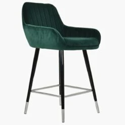Hamilton Green Velvet Black Silver Leg Kitchen Barstool -Furniture Specialty Store hamilton green silver tip 3