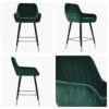 Hamilton Green Velvet Black Silver Leg Kitchen Barstool -Furniture Specialty Store hamilton green silver tip 4