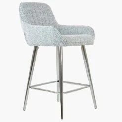 Hamilton Grey Boucle Chrome Leg Breakfast Stool -Furniture Specialty Store hamilton grey chrome base 1
