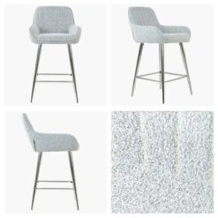 Hamilton Grey Boucle Chrome Leg Breakfast Stool