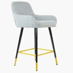 Hamilton Grey Boucle Black Gold Leg Barstool -Furniture Specialty Store hamilton grey gold tip base 1