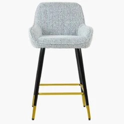 Hamilton Grey Boucle Black Gold Leg Barstool -Furniture Specialty Store hamilton grey gold tip base 2