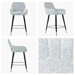 Hamilton Grey Boucle Black Silver Leg Breakfast Bar Stool