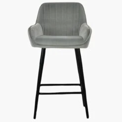 Hamilton Grey Velvet Black Leg Breakfast Stool -Furniture Specialty Store hamilton light grey velvet black 1