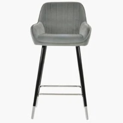 Hamilton Grey Velvet Black Silver Leg Kitchen Stool -Furniture Specialty Store hamilton light grey velvet silver tip 1 1