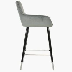 Hamilton Grey Velvet Black Silver Leg Kitchen Stool -Furniture Specialty Store hamilton light grey velvet silver tip 3