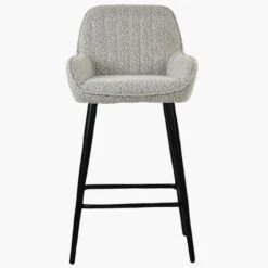Hamilton Stone Grey Boucle Black Leg Bar Stool -Furniture Specialty Store hamilton stone black base 1