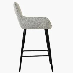 Hamilton Stone Grey Boucle Black Leg Bar Stool -Furniture Specialty Store hamilton stone black base 2