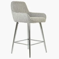 Hamilton Stone Grey Boucle Chrome Leg Kitchen Stool -Furniture Specialty Store hamilton stone chrome 4