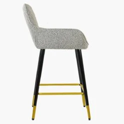 Hamilton Stone Grey Boucle Black Gold Leg Bar Stool -Furniture Specialty Store hamilton stone gold tip 2