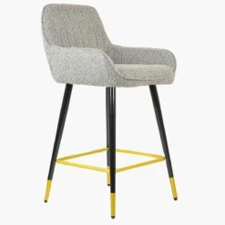 Hamilton Stone Grey Boucle Black Gold Leg Bar Stool -Furniture Specialty Store hamilton stone gold tip 4