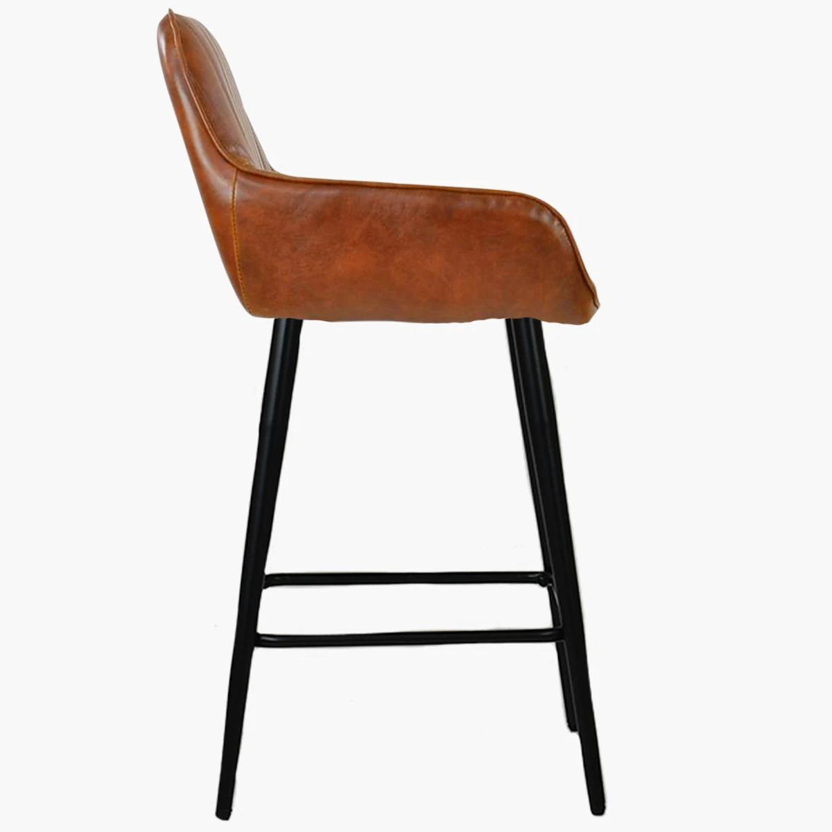 Hamilton Vintage Brown Faux Leather Black Leg Bar Stool - Image 4