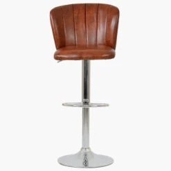 Harlem Vintage Brown Faux Leather Chrome Adjustable Breakfast Stool -Furniture Specialty Store harlem brown 3