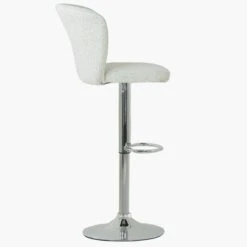 Harlem Cream Boucle Chrome Adjustable Breakfast Stool -Furniture Specialty Store harlem cream 1