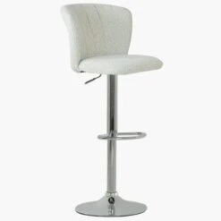 Harlem Cream Boucle Chrome Adjustable Breakfast Stool -Furniture Specialty Store harlem cream 2