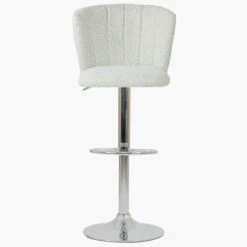 Harlem Cream Boucle Chrome Adjustable Breakfast Stool -Furniture Specialty Store harlem cream 3