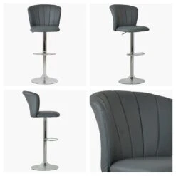 Harlem Grey PU Chrome Adjustable Breakfast Stool