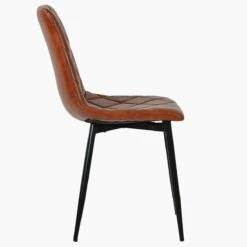 Hart Vintage Brown Leather Dining Chair With Black Legs -Furniture Specialty Store hart brown 2