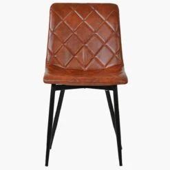 Hart Vintage Brown Leather Dining Chair With Black Legs -Furniture Specialty Store hart brown 3