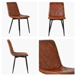Hart Vintage Brown Leather Dining Chair With Black Legs