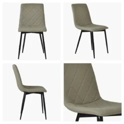 Hart Taupe Faux Leather Dining Chair With Black Legs