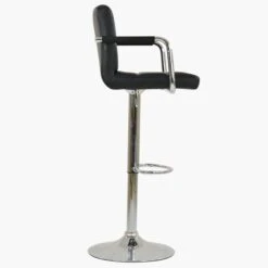 Havana Black Faux Leather Chrome Base Breakfast Stool