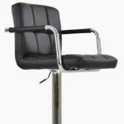 Havana Black Faux Leather Chrome Base Breakfast Stool -Furniture Specialty Store havana black 5 1