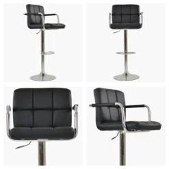 Havana Black Faux Leather Chrome Base Breakfast Stool -Furniture Specialty Store havana black white