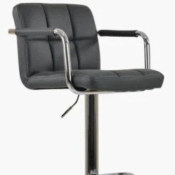 Havana Dark Grey Faux Leather Kitchen Stool With Arms -Furniture Specialty Store havana dark grey 4