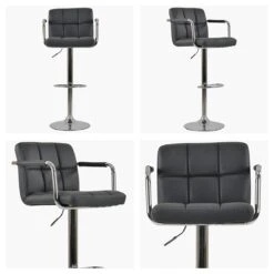 Havana Dark Grey Faux Leather Kitchen Stool With Arms -Furniture Specialty Store havana dark grey white