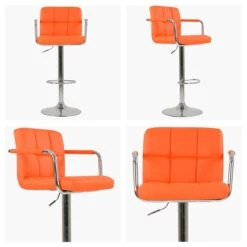 Havana Orange Faux Leather Bar Stool With Arms -Furniture Specialty Store havana orange white