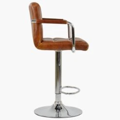 Havana Vintage Brown Faux Leather Bar Stool With Arms