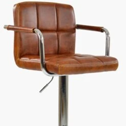 Havana Vintage Brown Faux Leather Bar Stool With Arms -Furniture Specialty Store havana vintage brown 5