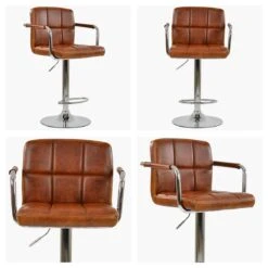 Havana Vintage Brown Faux Leather Bar Stool With Arms -Furniture Specialty Store havana vintage brown white