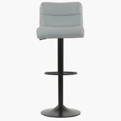 Hermes Grey Faux Leather Black Base Barstool -Furniture Specialty Store hermes grey 3