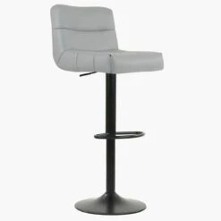 Hermes Grey Faux Leather Black Base Barstool -Furniture Specialty Store hermes grey 4