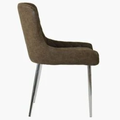 Heron Antique Brown Leather Dining Chair With Chrome Leg -Furniture Specialty Store heron antique brown chrome 1