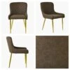 Heron Antique Brown Leather Dining Chair With Gold Leg -Furniture Specialty Store heron antique brown gold 4