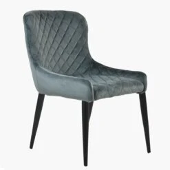 Heron Dark Grey Velvet Dining Chair With Black Legs -Furniture Specialty Store heron dakr grey velvet black 1