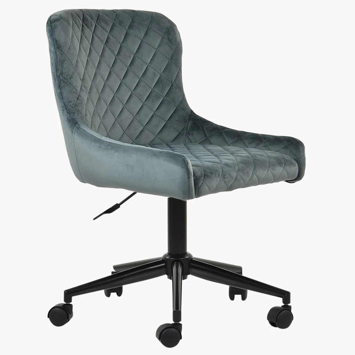 Heron Dark Grey Velvet Swivel Home Office Chair Black Base 6 Heron Dark Grey Velvet Swivel Home Office Chair Black Base - Image 4